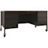 Hirsh 30"dx60"w Double Pedestal File Desk Rnd Corner T-Mold Top Black/walnut