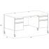 Hirsh 30"dx60"w Double Pedestal File Desk Rnd Corner T-Mold Top Platinum/white