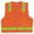 Ergodyne 8250zhg 2xl/3xl Orange Class 2 Surveyors Vest Combined Performance Tape