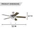 Generic Private Brand Rosemont 52" Dual Mount Ceiling Fan, Brushed Nickel