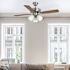 Seasons Ryedale 42" Brushed Nickel Indoor Ceiling Fan With Light and Reversible Dark Maple/Matte Black Blades (4-Blade)