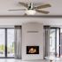 Seasons Callistoga 44" Brushed Nickel Indoor Ceiling Fan With Light and Reversible Dark Maple/Matte Black Blades (5-Blade)