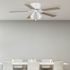 Seasons Montara 52" Matte White Indoor Ceiling Fan With Light and Reversible Natural Washed Oak/Matte White Blades (5-Blade)
