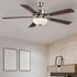 Seasons Bonita 52" Brushed Nickel Indoor Ceiling Fan With Light and Reversible Walnut/Maple Blades (5-Blade)