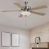 Seasons Bonita 52" Brushed Nickel Indoor Ceiling Fan With Light and Reversible Walnut/Maple Blades (5-Blade)