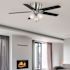Seasons Millhaven 52" Brushed Nickel Indoor Ceiling Fan With Light And Reversible Seasoned Wood / Matte Black (5-Blade)