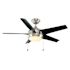 Seasons Bryza 44" Brushed Nickel Indoor Ceiling Fan With Light and Matte Black Blades (5-Blade)