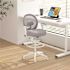Boss Office Products White Frame Gray Fabric Draft Height Ergo Chair-Flip Up Arm
