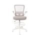 Boss Office Products Wht Frame Draft Chair-Gray Mesh-Fab Upholstery-Seat Cushion