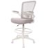 Boss Office Products Wht Frame Draft Chair-Gray Mesh-Fab Upholstery-Seat Cushion