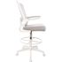 Boss Office Products Wht Frame Draft Chair-Gray Mesh-Fab Upholstery-Seat Cushion