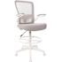 Boss Office Products Wht Frame Draft Chair-Gray Mesh-Fab Upholstery-Seat Cushion