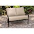 Cape Soleil Commercial Aluminum Slat Back Loveseat With Sun Umbrella Cushion