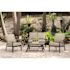 Cape Soleil Commercial Aluminum Slat Back Loveseat With Sun Umbrella Cushion