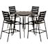 Cape Soleil Fairhill 5-Piece Dining Set 42" Slat Bar Table W/4 Chairs, Gunmetal