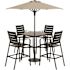 Cape Soleil Fairhill 5 Pc Dining Set 42" Slat Bar Table W/4 Bar Chairs, Gunmetal