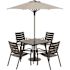 Cape Soleil Fairhill 5-Pc Dining Set 38" Slat Bar Table W/4 Bar Chairs, Gunmetal