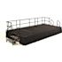 National Public Seating 8'x12'x24" Stage, Box Pleat Black Skirt, Grey Carpet