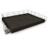 National Public Seating 16'x20'x24" Stage, Shirr Pleat Black Skirt, Grey Carpet