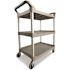 Rubbermaid Commercial Economy Plastic Cart, Three-Shelf, Platinum