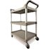 Rubbermaid Commercial Economy Plastic Cart, Three-Shelf, Platinum