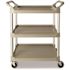 Rubbermaid Commercial Economy Plastic Cart, Three-Shelf, Platinum
