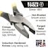 Klein Tools 9'' Journeyman High-Leverage Side-Cutting Connector Crimping Pliers