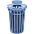 Alpine Industries 38 Gallon Blue Metal Outdoor Recyc Receptacle W/lid
