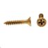 Generic Wood Screws, Flat Hd, Phil Dr, #6 X 3/4in, Brass, Package Of 25