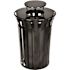 Alpine Industries Outdoor Metal Trash Can With Rain Bonnet, 38 Gallon, Black