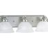 Progress Lighting Economy Fluted Glass Three Light Prismatic NICKEL Bath Light