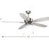 Progress Lighting Billows 52 In. 5-Blade LED Ceiling Fan With Light (Brushed Nickel)