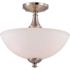 Satco Semi-Flush Ceiling Fixture, Brushed Nickel, Frosted Glass