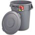 Rubbermaid Commercial Brute Containr All-Inclusive, Round, Plastic, 32 Gal, Gray