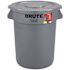 Rubbermaid Commercial Brute Containr All-Inclusive, Round, Plastic, 32 Gal, Gray
