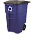 Rubbermaid Commercial 50 Gallon Brute Blue Recycle Trash Can With Lid
