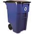 Rubbermaid Commercial 50 Gallon Brute Blue Recycle Trash Can With Lid