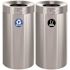 Alpine Industries 54 Gallon Ss Decorative Recycling And Trash Can Package Of 2