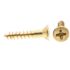 Generic Wood Screws, Flat Hd, Phil Dr, #4 X 5/8in, Brass, Package Of 25