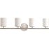 Progress Lighting Replay Four Light Polished NICKEL Bath Light With White Glass