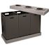 Alpine Industries 28 Gallon Black Corrugated Plastic 3-Compartment Indoor Trash