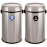 Alpine Industries 34-Gallon Ss Recycle/can Station W/lid Package Of 2