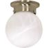 Satco NICKEL One-Light 6 Ball Flush Fixture With Alabaster Glass