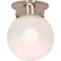 Satco NICKEL One-Light 6 Ball Flush Fixture With White Glass