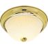 Satco Brass Two-Light 11 Flush Mount With Frosted Ribbed Glass