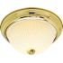 Satco Brass Two-Light 13 Flush Mount With Frosted Ribbed Glass
