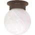 Satco Bronze One-Light 6 Ball Flush Fixture With Alabaster Glass