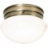 Satco Antique Brass One-Light Small Mushroom Flush Fixture