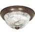 Satco Old Bronze Two-Light 11 Flush Mount With Clear Ribbed Glass