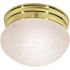 Satco Brass One-Light Small Mushroom Flush Mount With Alabaster Glass
